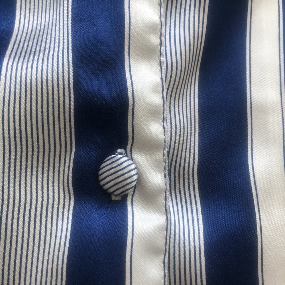 Vintage Lingerie Cacique Blue and White Striped Satin Night Shirt Size Small - Picture 7 of 10